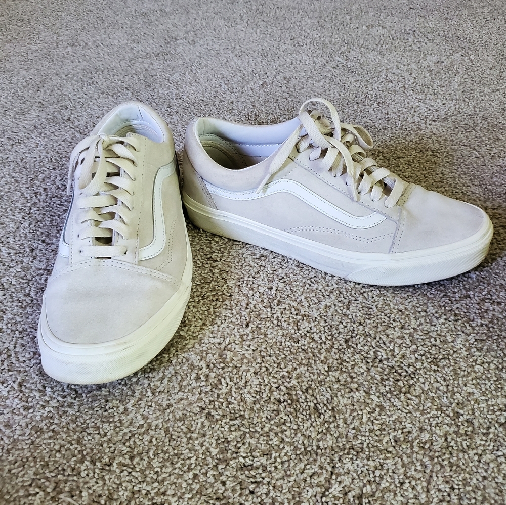 Vans old skool off white suede shoes